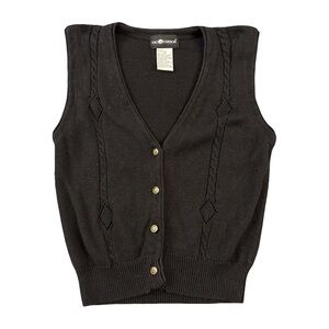 Vintage Sag Harbor Black Sweater Vest with Gold Buttons